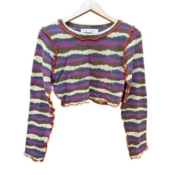 NWOT Grace Sweater Striped Knit Cropped Boho Hippie Women's Size Small - Picture 5 of 10
